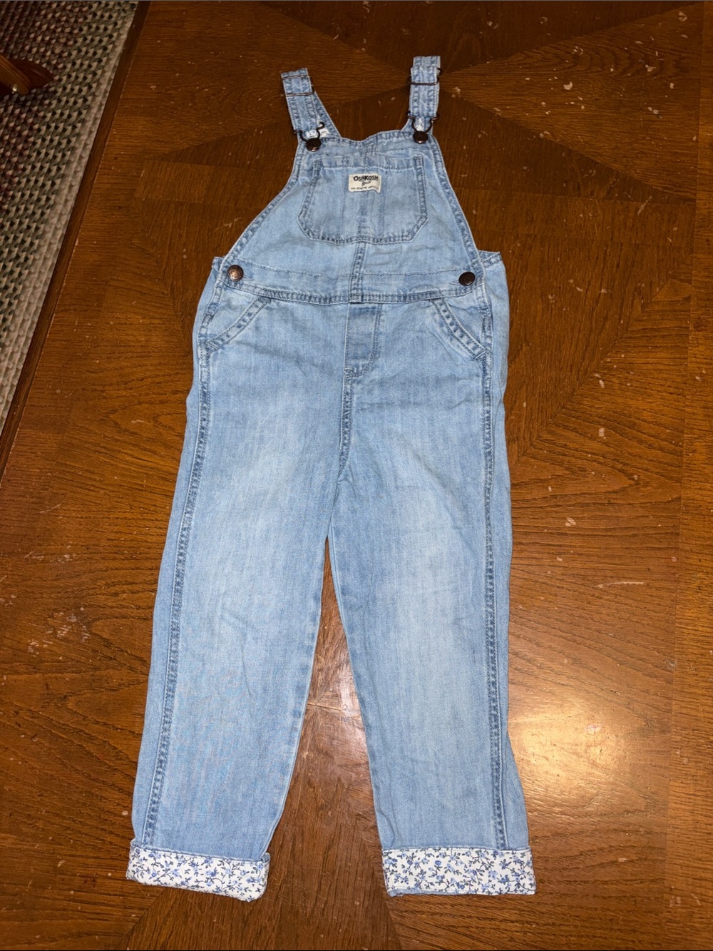 OshKosh B’gosh Girls Light Blue Denim Overalls Size 5